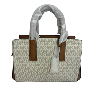 MICHAEL Michael Kors NWT Laila Signature Satchel Crossbody Bag Acorn & Vanilla